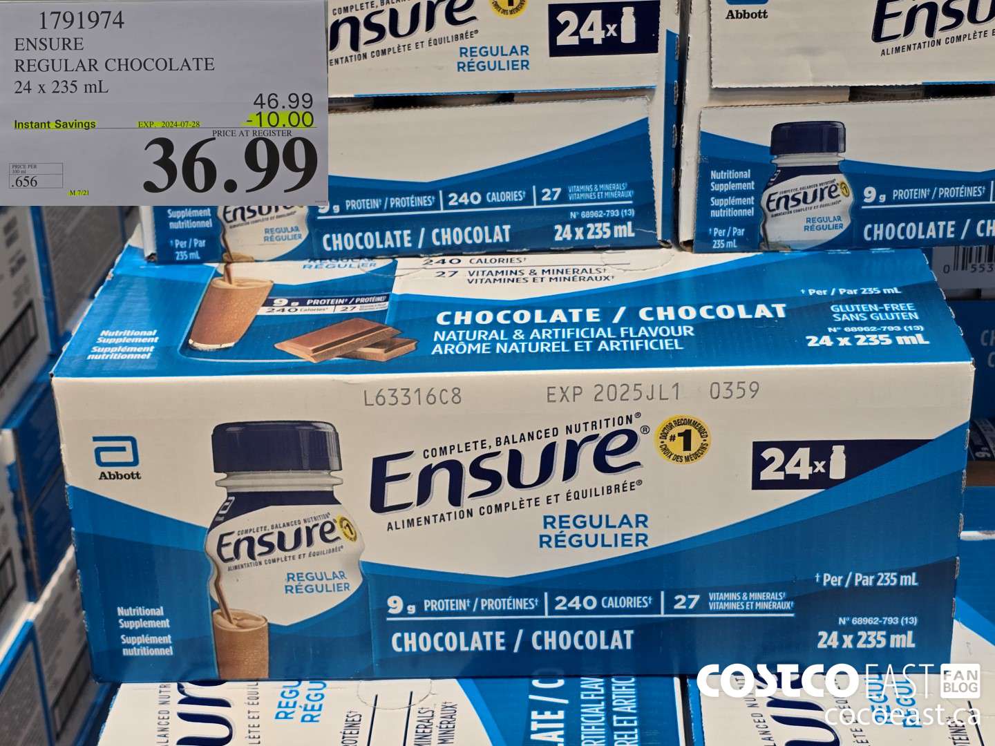 1791974 ENSURE REGULAR CHOCOLATE 24 X 235 ML ($10.00 INSTANT SAVINGS EXPIRES ON 2024-07-28) $36.99