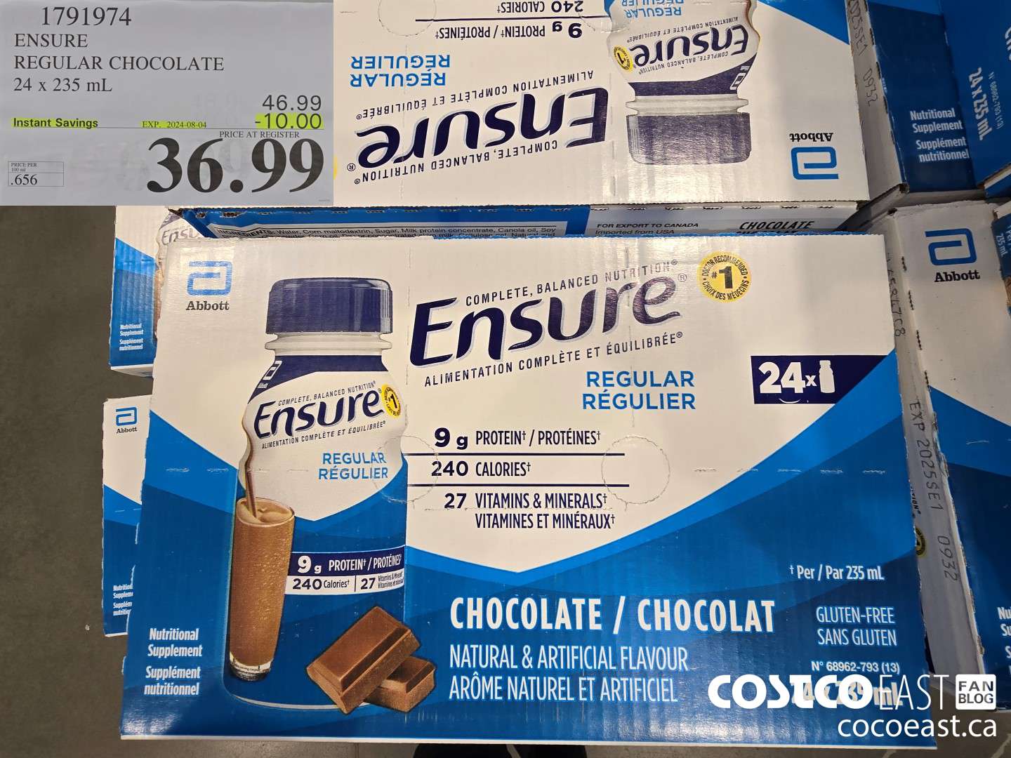 1791974 ENSURE REGULAR CHOCOLATE 24 X 235 ML ($10.00 INSTANT SAVINGS EXPIRES ON 2024-08-04) $36.99