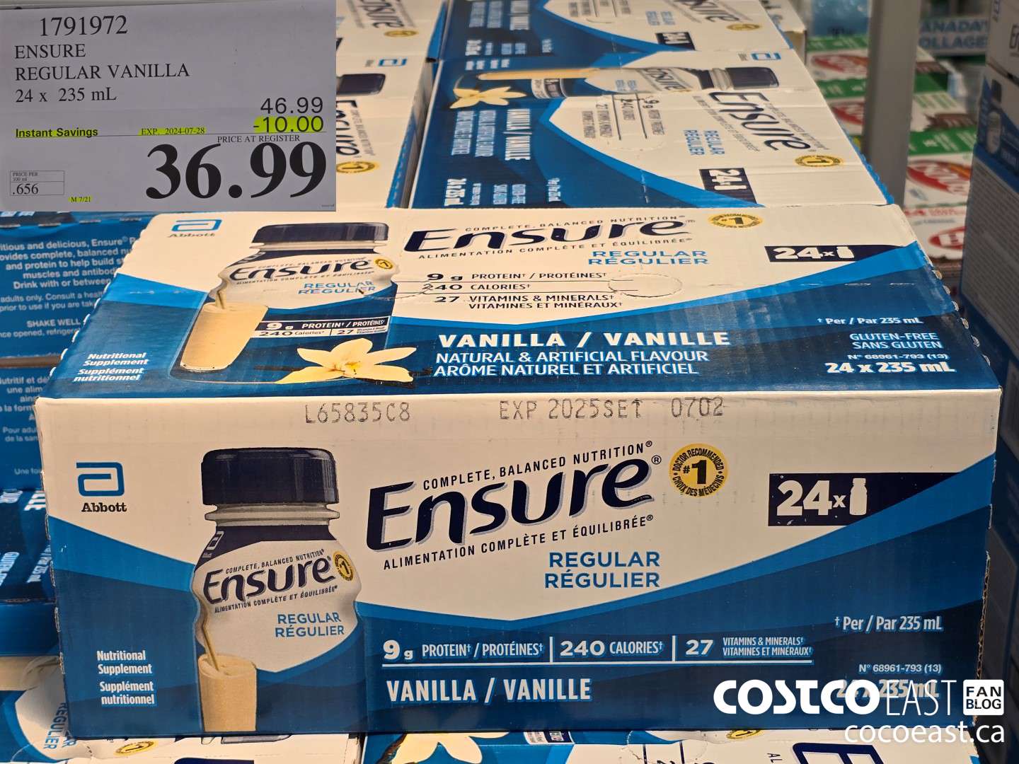 1791972 ENSURE REGULAR VANILLA 24 X 235 ML ($10.00 INSTANT SAVINGS EXPIRES ON 2024-07-28) $36.99