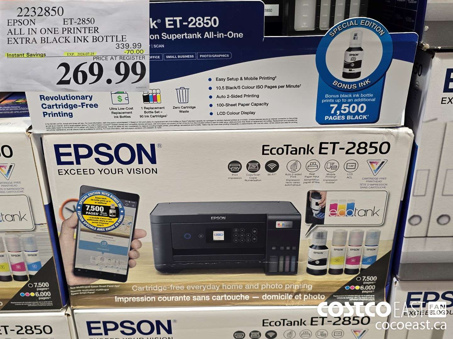 2232850 EPSON ET-2850 ALL IN ONE PRINTER EXTRA BLACK INK BOTTLE ($70.00 INSTANT SAVINGS EXPIRES ON 2024-07-25) $269.99