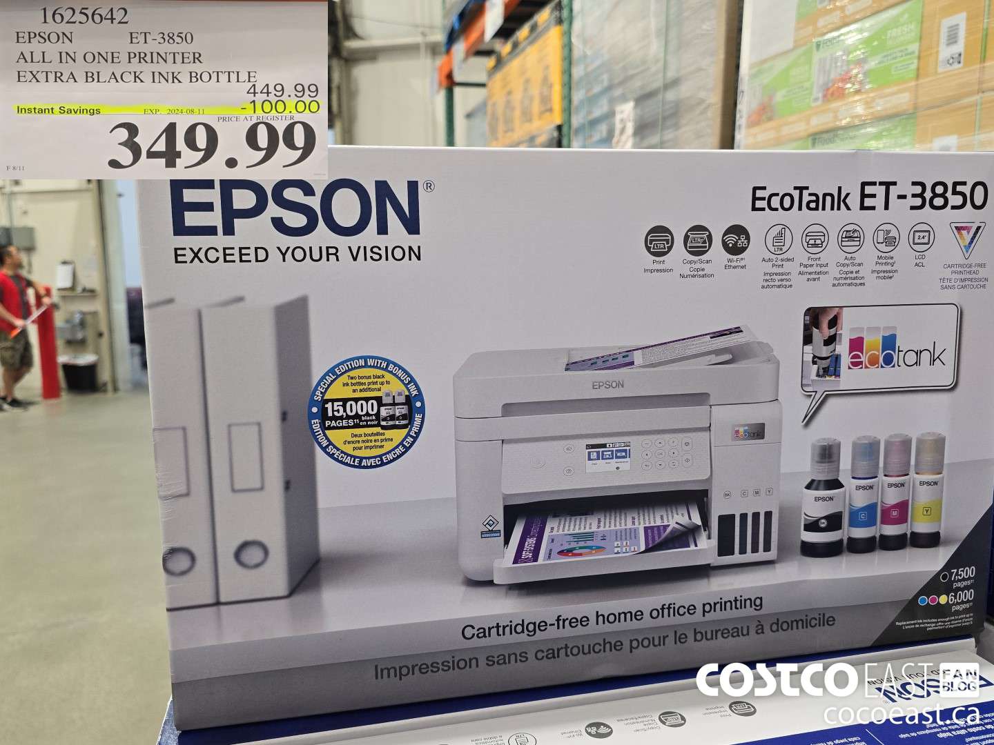 1625642 EPSON ET-3850 ALL IN ONE PRINTER EXTRA BLACK INK BOTTLE ($100.00 INSTANT SAVINGS EXPIRES ON 2024-08-11) $349.99