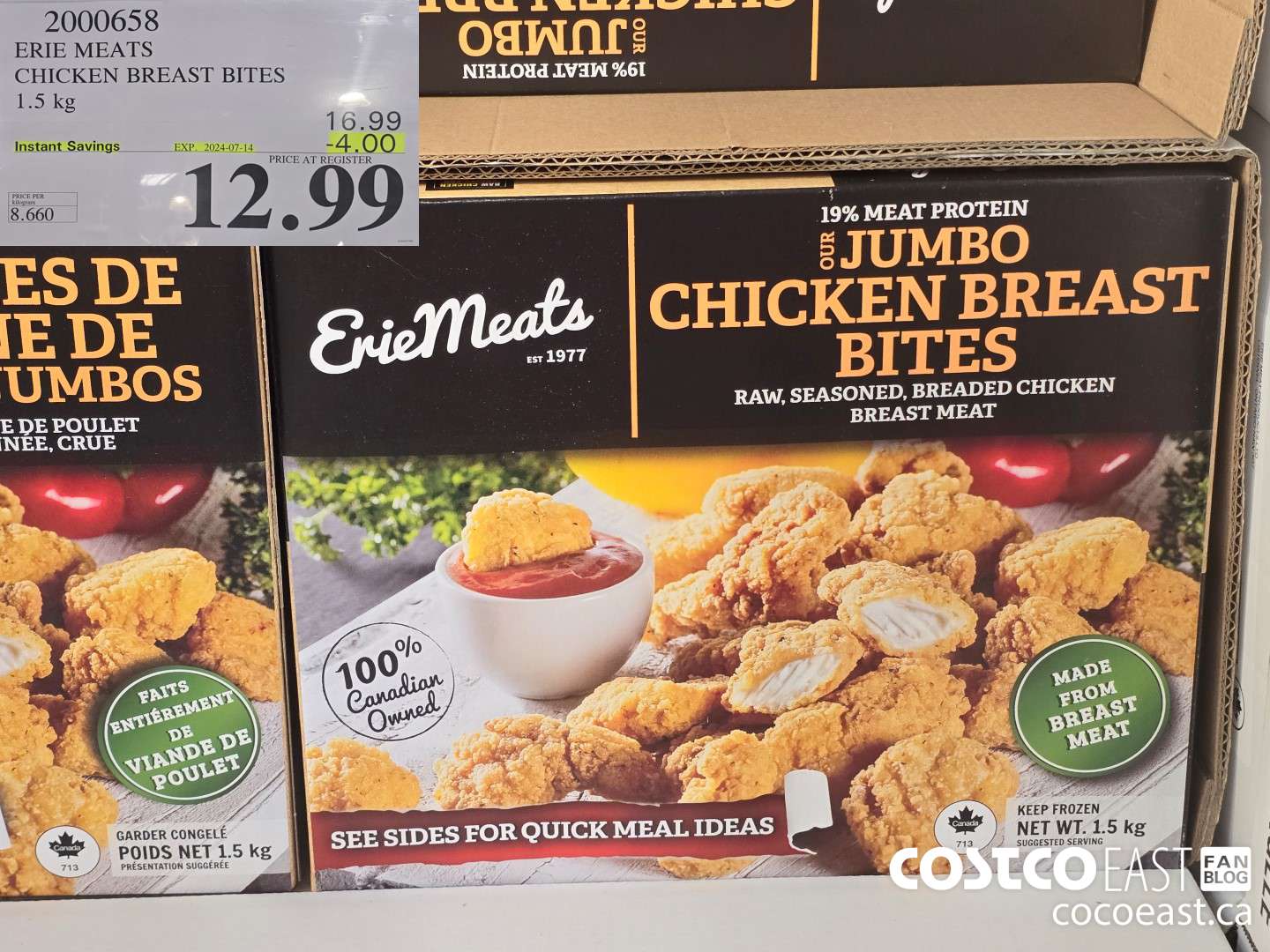 2000658 ERIE MEATS CHICKEN BREAST BITES 1.5 KG ($4.00 INSTANT SAVINGS EXPIRES ON 2024-07-14) $12.99