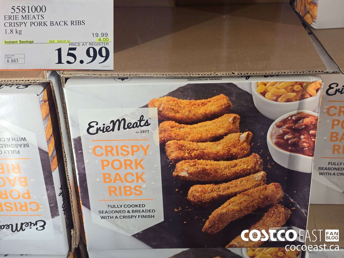 5581000 ERIE MEATS CRISPY PORK BACK RIBS 1.8 kg ($4.00 INSTANT SAVINGS EXPIRES ON 2024-07-14) $15.99
