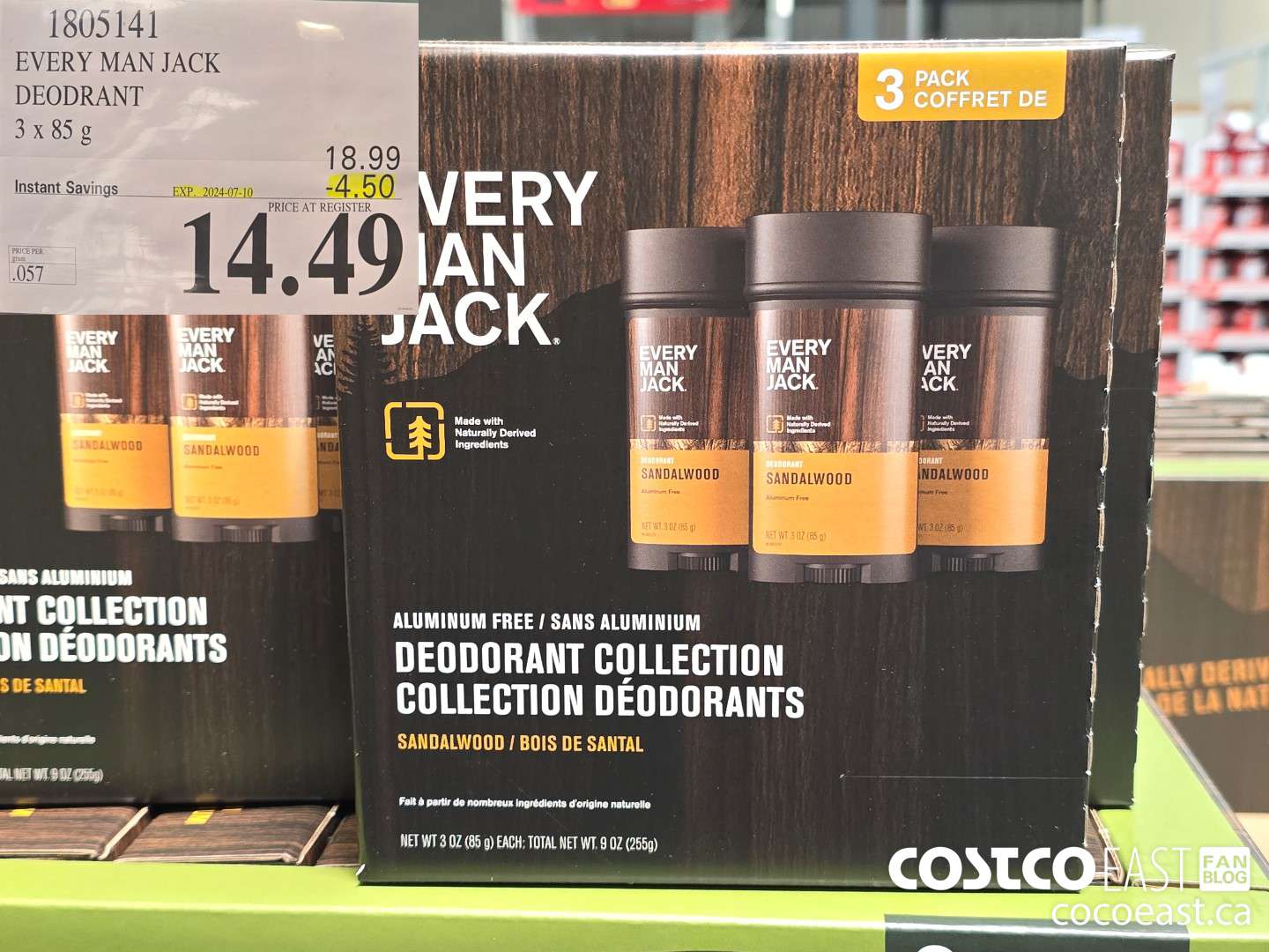 1805141 EVERY MAN JACK DEODRANT 3 x 85 g ($4.50 INSTANT SAVINGS EXPIRES ON 2024-07-10) $14.49
