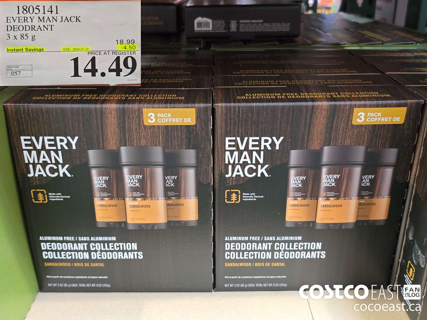 1805141 EVERY MAN JACK DEODRANT 3 x 85 g ($4.50 INSTANT SAVINGS EXPIRES ON 2024-07-10) $14.49