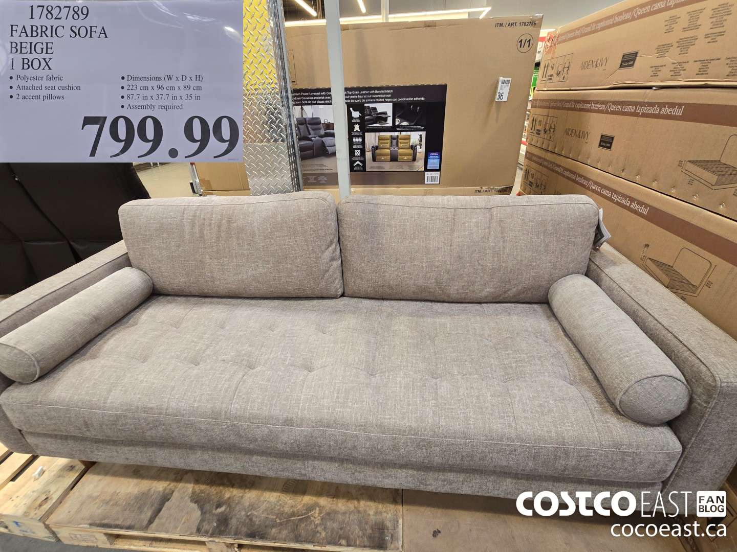 1782789 FABRIC SOFA BEIGE 1 BOX $799.99