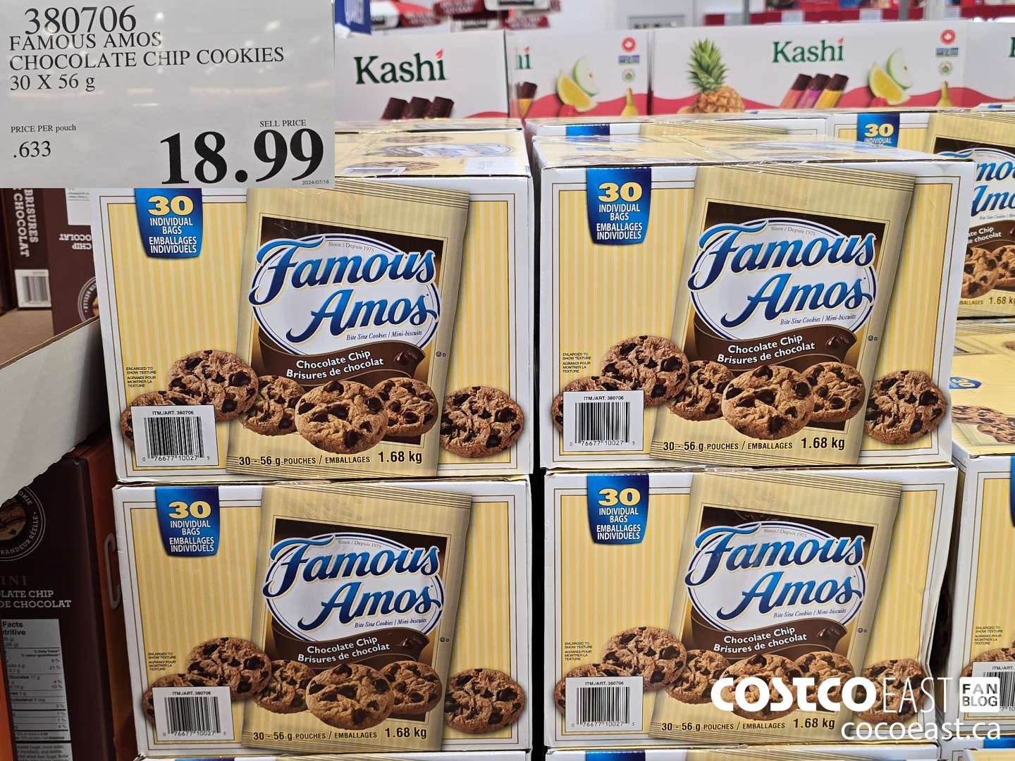 380706 FAMOUS AMOS CHOCOLATE CHIP COOKIES 30 X 56 G $18.99