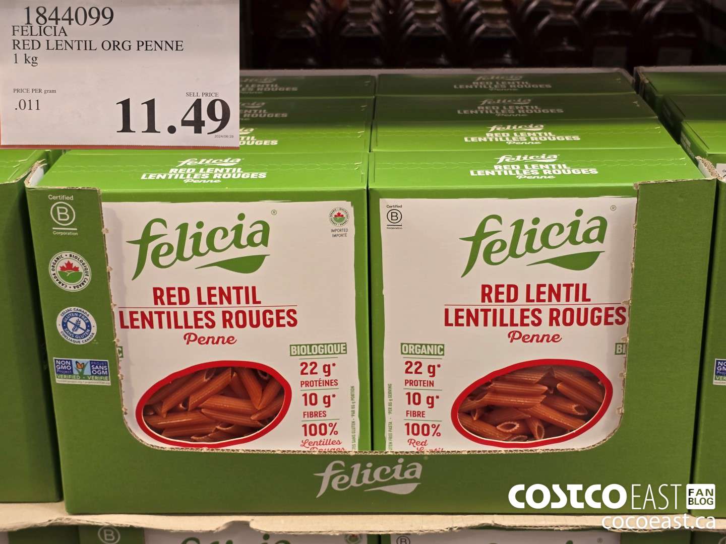 1844099 FELICIA RED LENTIL ORG PENNE 1 kg $11.49