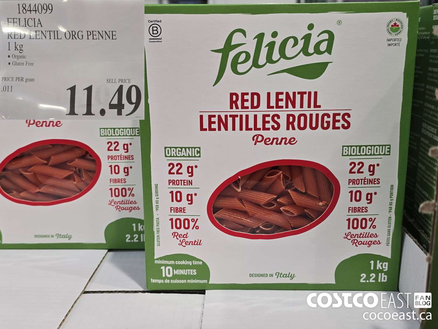 1844099 FELICIA RED LENTIL ORG PENNE 1 kg $11.49