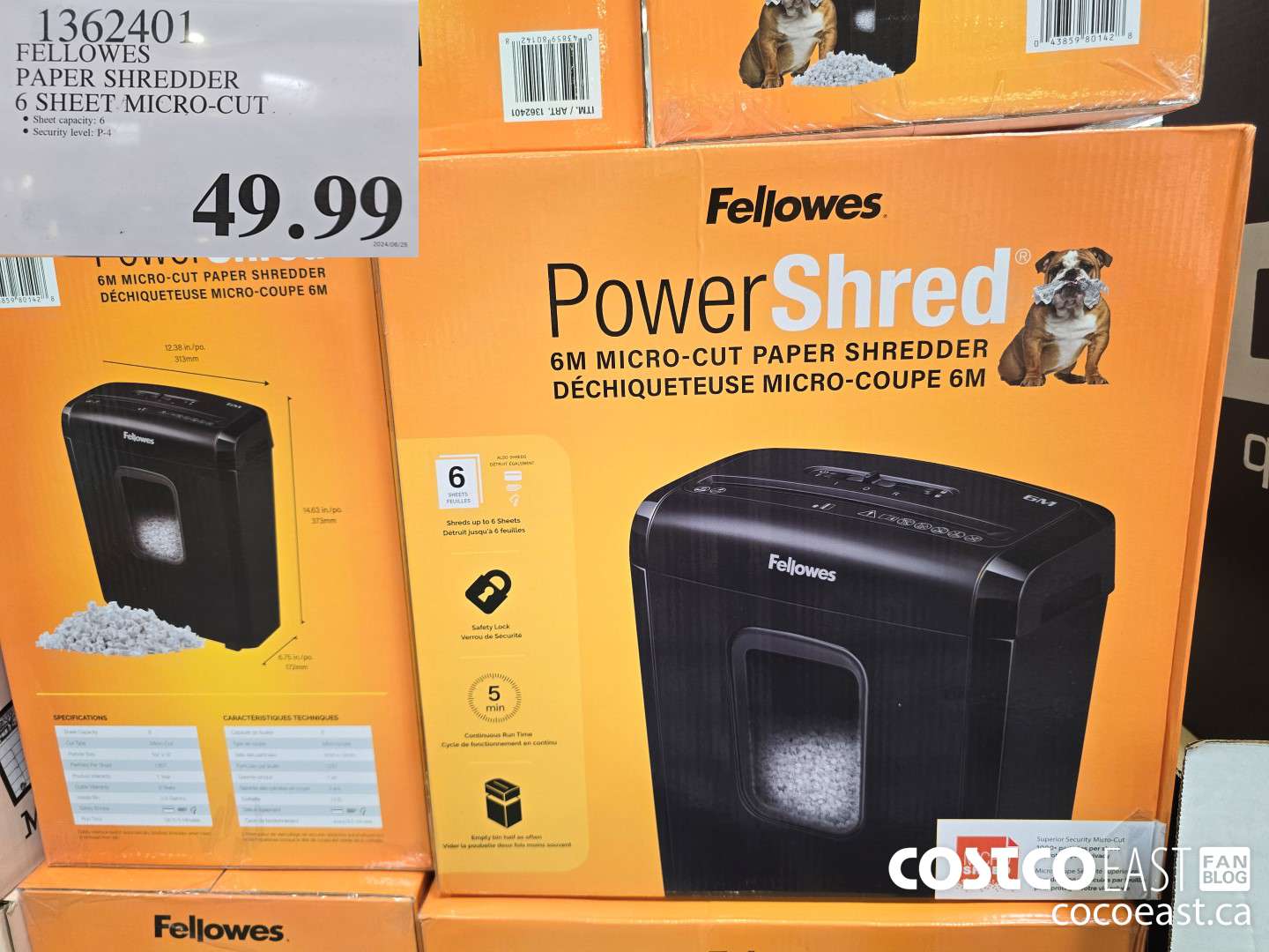 1362401 FELLOWES PAPER SHREDDER 6 SHEET MICRO-CUT $49.99