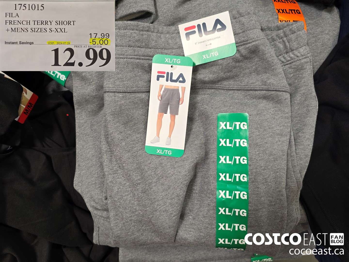 1751015 FILA FRENCH TERRY SHORT +MENS SIZES S-XXL ($5.00 INSTANT SAVINGS EXPIRES ON 2024-07-28) $12.99