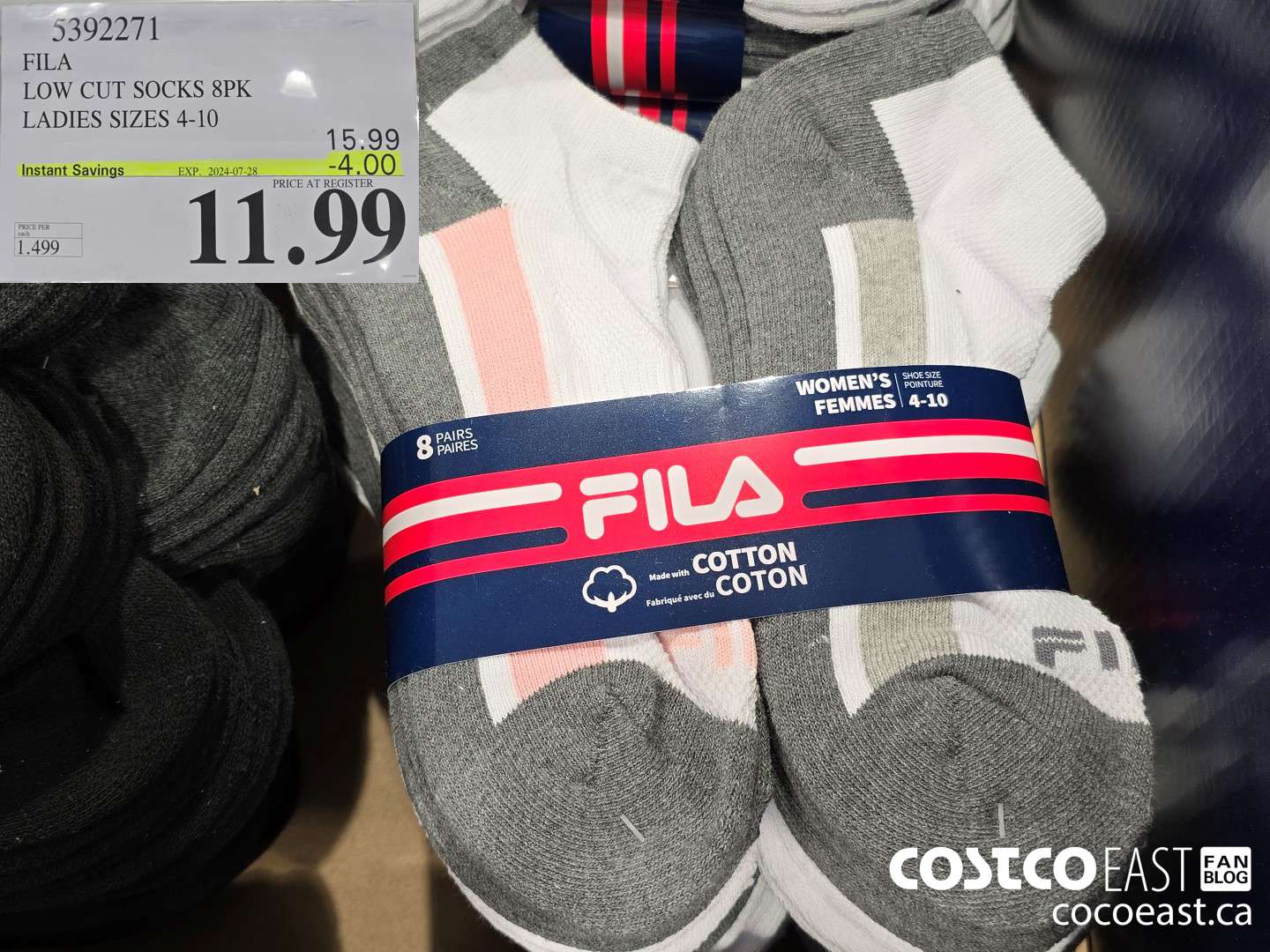 5392271 FILA LOW CUT SOCKS 8PK LADIES SIZES 4-10 ($4.00 INSTANT SAVINGS EXPIRES ON 2024-07-28) $11.99
