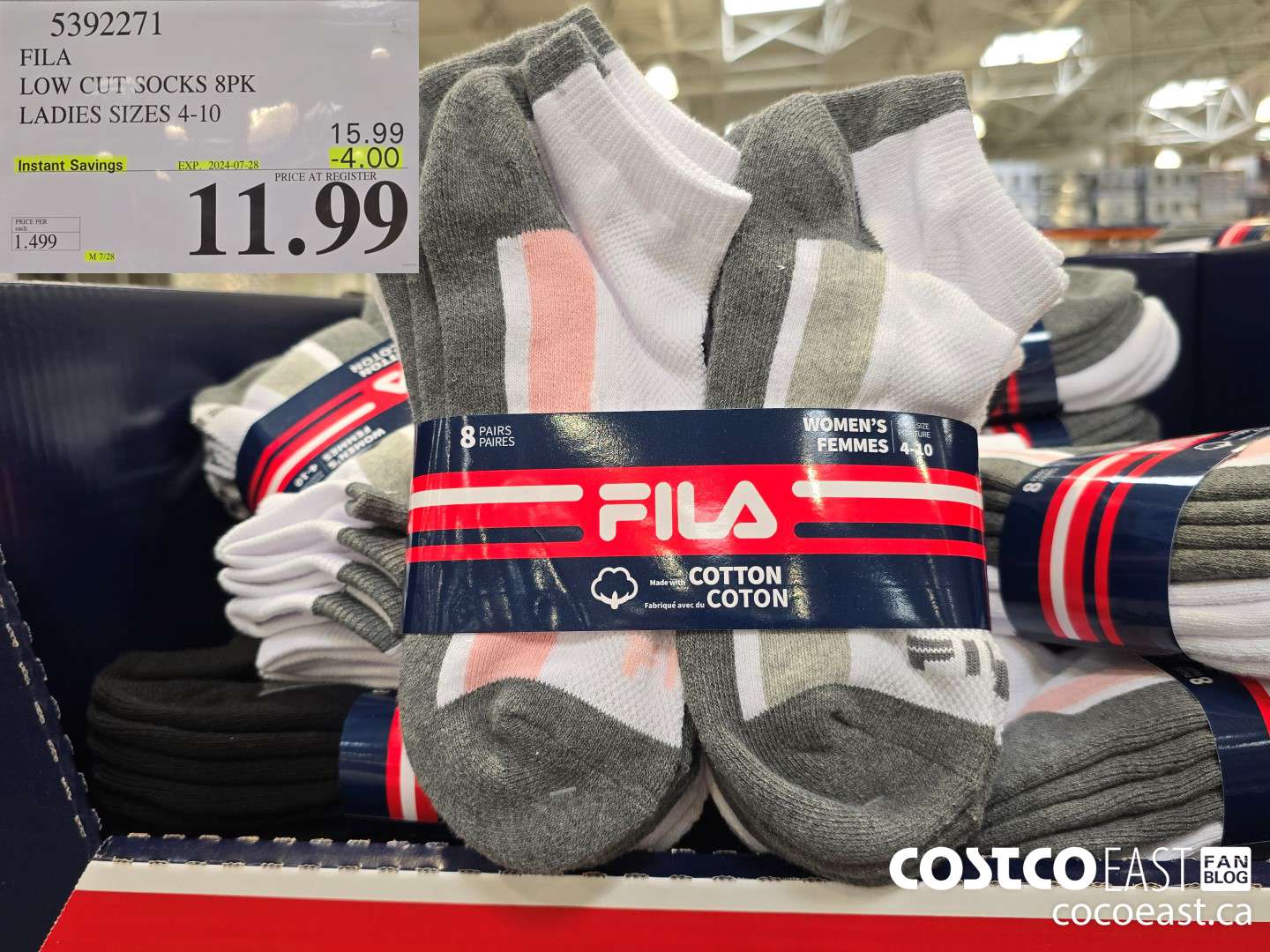 5392271 FILA LOW CUT SOCKS 8PK LADIES SIZES 4-10 ($4.00 INSTANT SAVINGS EXPIRES ON 2024-07-28) $11.99