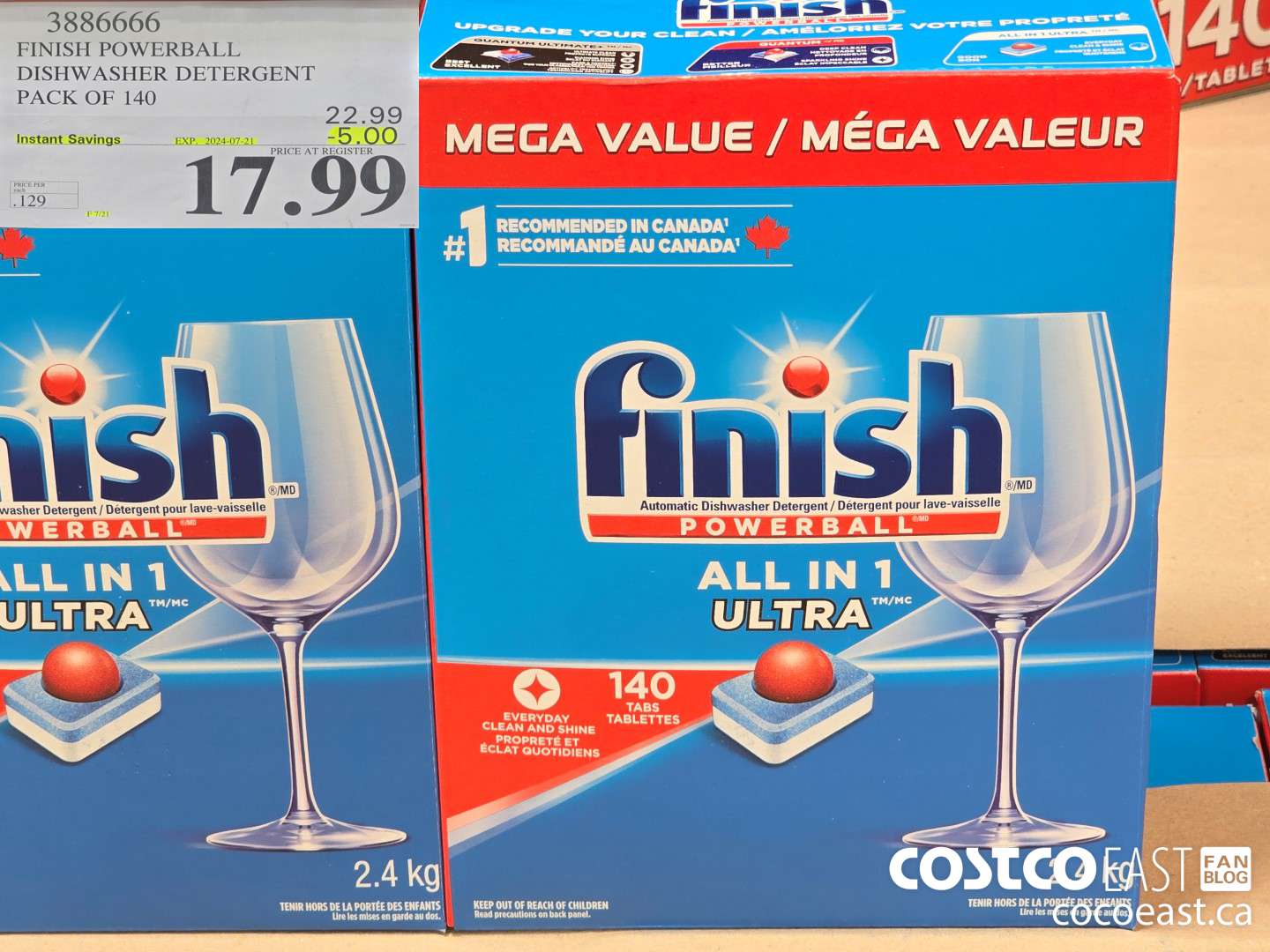 3886666 FINISH POWERBALL DISHWASHER DETERGENT PACK OF 140 ($5.00 INSTANT SAVINGS EXPIRES ON 2024-07-21) $17.99