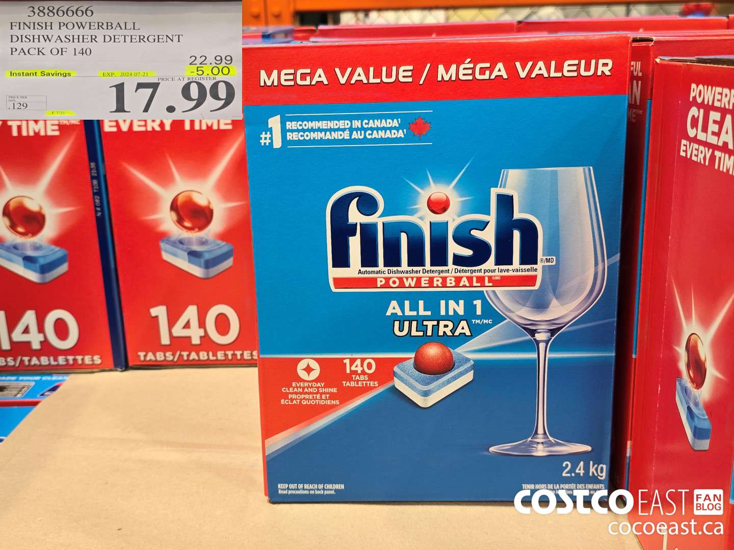 3886666 FINISH POWERBALL DISHWASHER DETERGENT PACK OF 140 ($5.00 INSTANT SAVINGS EXPIRES ON 2024-07-21) $17.99