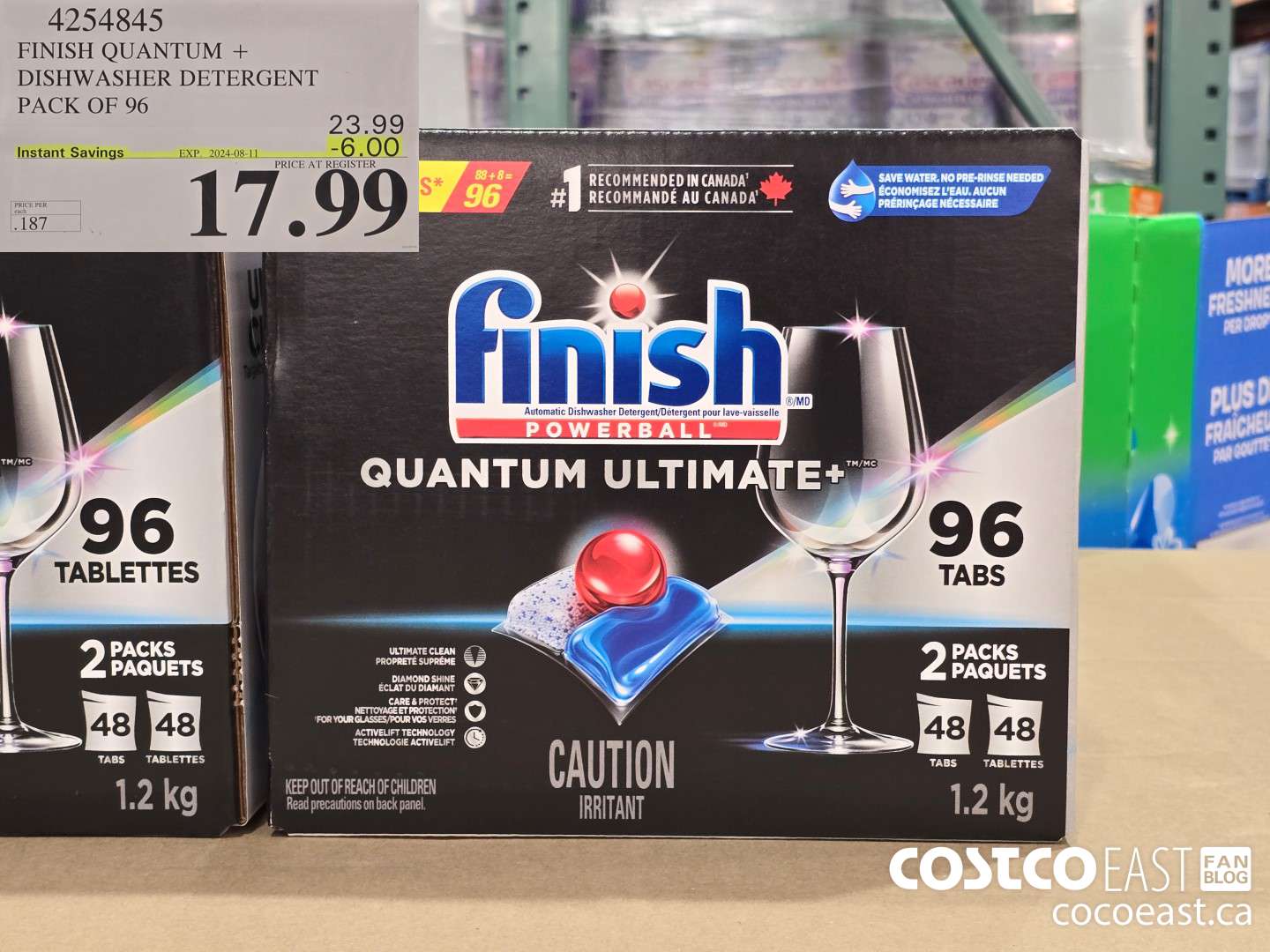 4254845 FINISH QUANTUM + DISHWASHER DETERGENT PACK OF 96 ($6.00 INSTANT SAVINGS EXPIRES ON 2024-08-11) $17.99