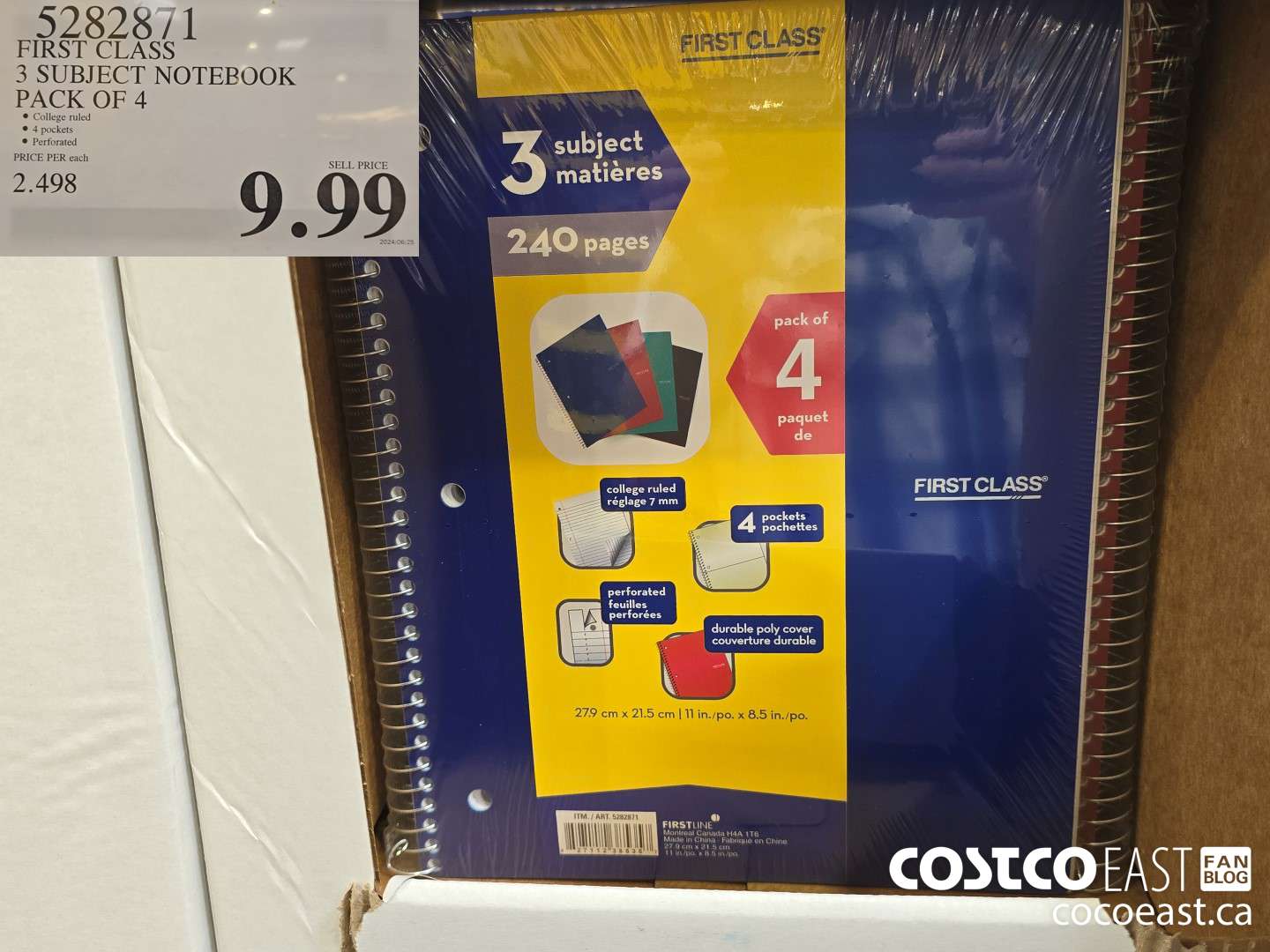 5282871 FIRST CLASS 3 SUBJECT NOTEBOOK PACK OF 4 $9.99