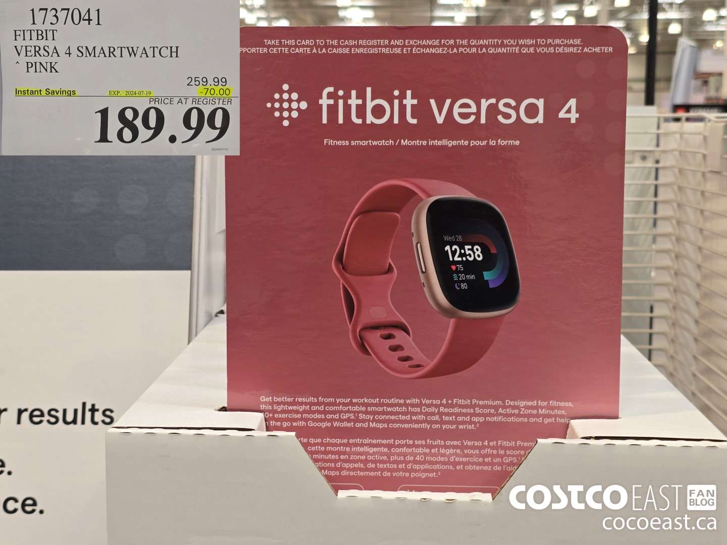 1737041 FITBIT VERSA 4 SMARTWATCH PINK ($70.00 INSTANT SAVINGS EXPIRES ON 2024-07-19) $189.99