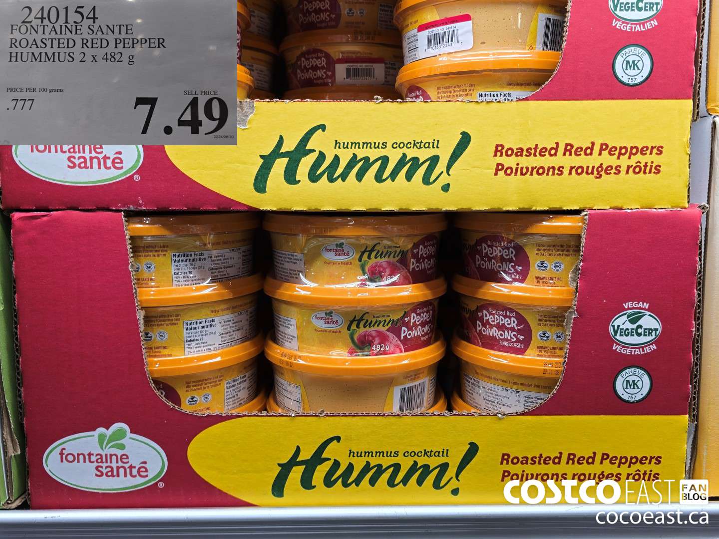 240154 FONATINE SANTE ROASTED RED PEPPER HUMMUS 2 X 482 G $7.49