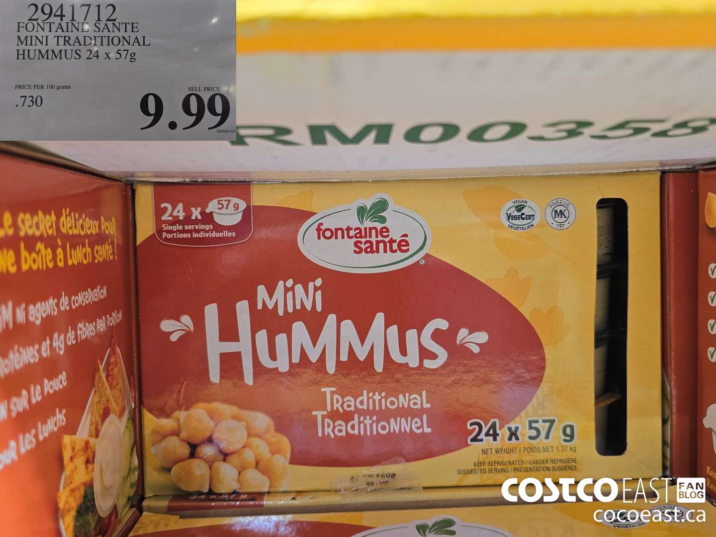 2941712 FONTAINE SANTE MINI TRADITIONAL HUMMUS 24 x 57g $9.99