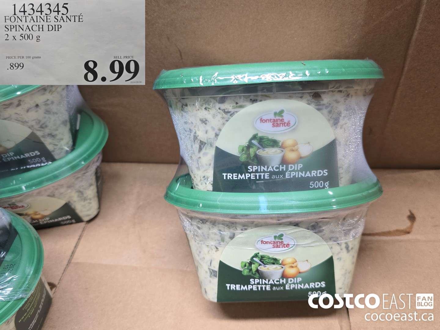 1434345 FONTAINE SANTE SPINACH DIP 2 x 500 g $8.99