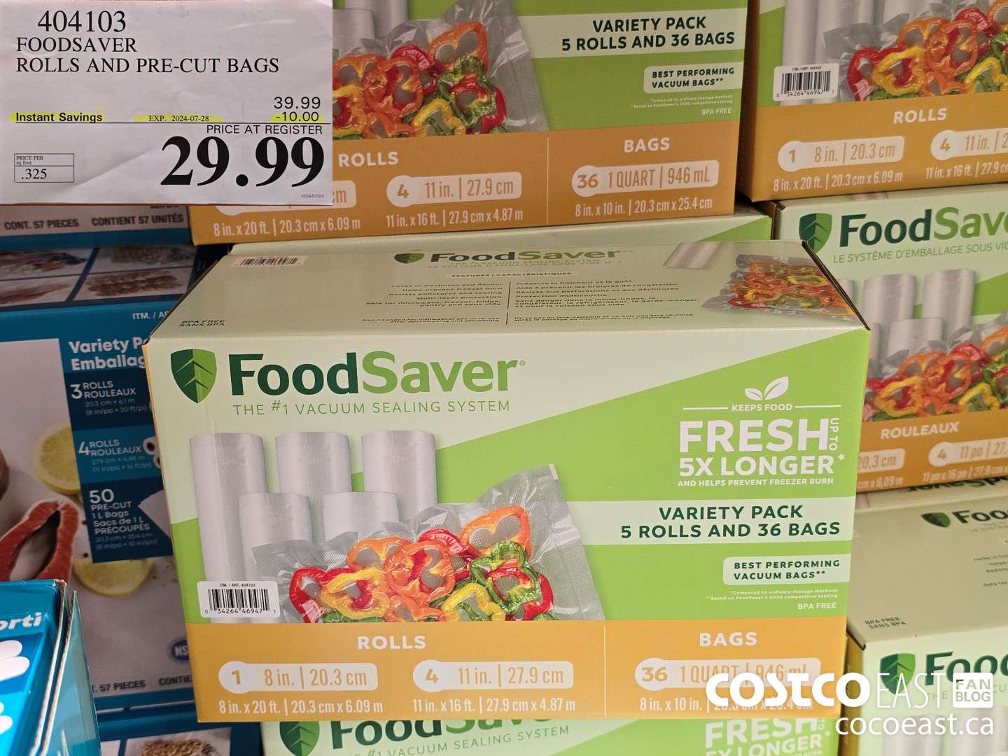 404103 FOODSAVER ROLLS AND PRE-CUT BAGS ($10.00 INSTANT SAVINGS EXPIRES ON 2024-07-28) $29.99