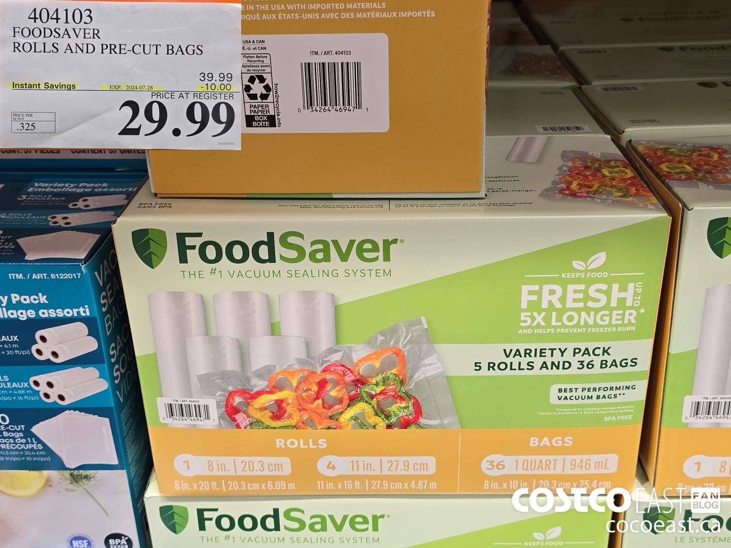404103 FOODSAVER ROLLS AND PRE-CUT BAGS ($10.00 INSTANT SAVINGS EXPIRES ON 2024-07-28) $29.99