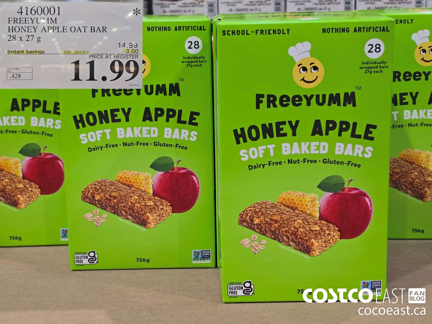 4160001 FREEYUMM HONEY APPLE OAT BAR 28 X 27 G ($3.00 INSTANT SAVINGS EXPIRES ON 2024-07-14) $11.99