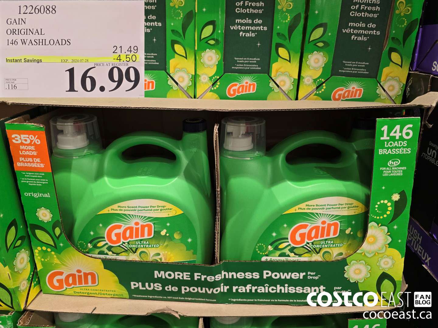 1226088 GAIN ORIGINAL 146 washloads ($4.50 INSTANT SAVINGS EXPIRES ON 2024-07-28) $16.99