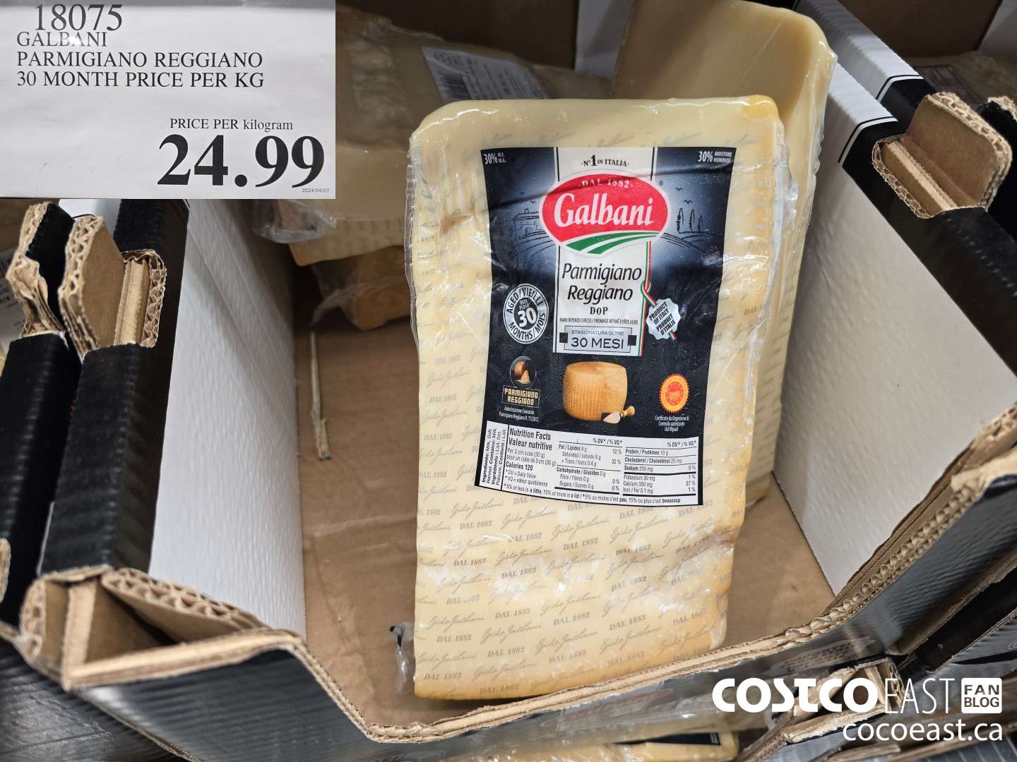 18075 GALBANI PARMIGIANO REGGIANO 30 MONTH PRICE PER KG $24.99