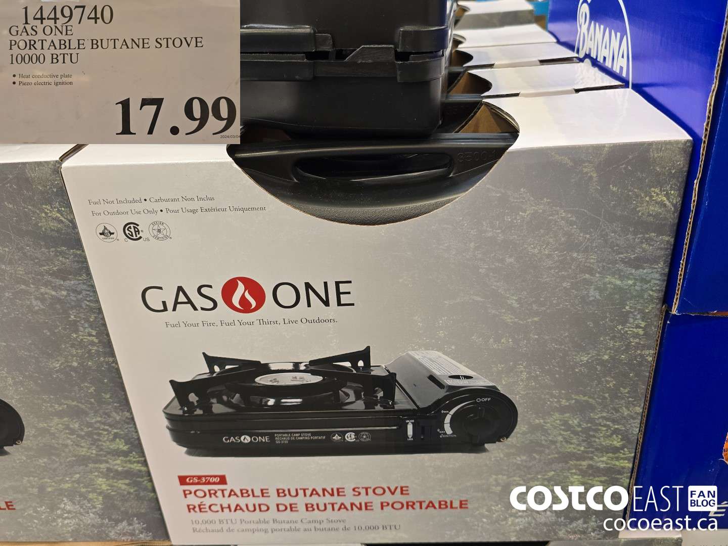 1449740 GAS ONE PORTABLE BUTANE STOVE 10000 BTU $17.99