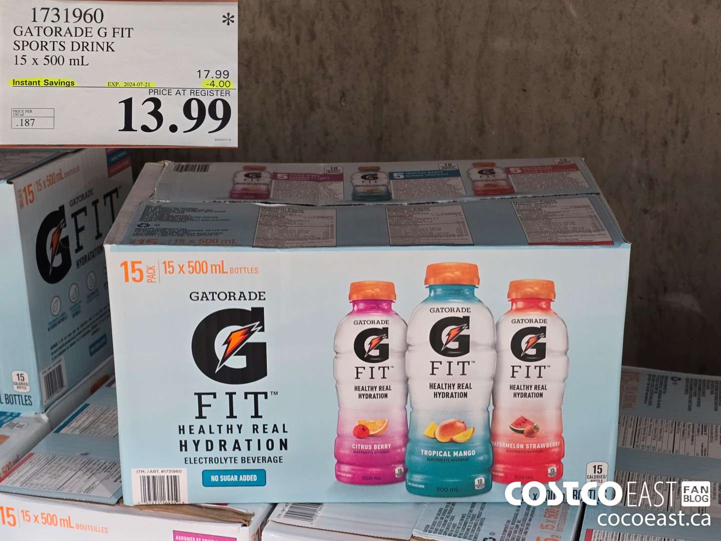 1731960 GATORADE G FIT SPORTS DRINK 15 X 500 ML ($4.00 INSTANT SAVINGS EXPIRES ON 2024-07-21) $13.99