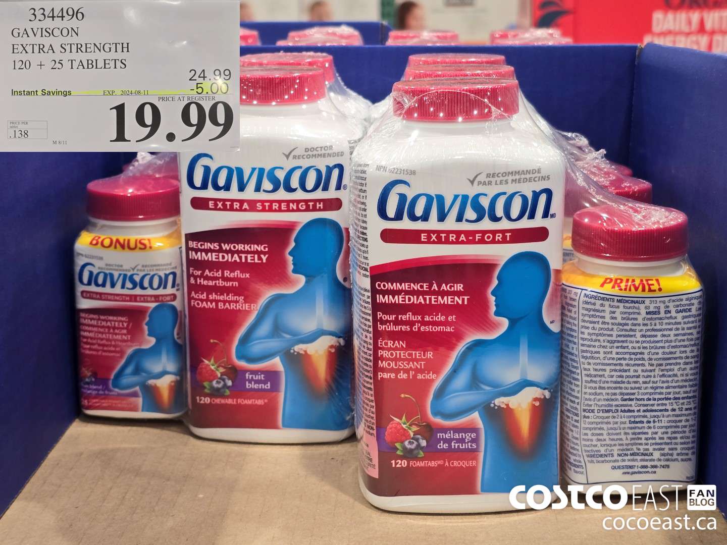 334496 GAVISCON EXTRA STRENGTH 120 + 25 TABLETS ($5.00 INSTANT SAVINGS EXPIRES ON 2024-08-11) $19.99