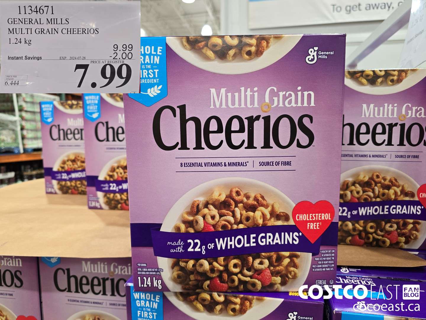 1134671 GENERAL MILLS MULTI-GRAIN CHEERIOS 1.24 KG ($2.00 INSTANT SAVINGS EXPIRES ON 2024-07-28) $7.99
