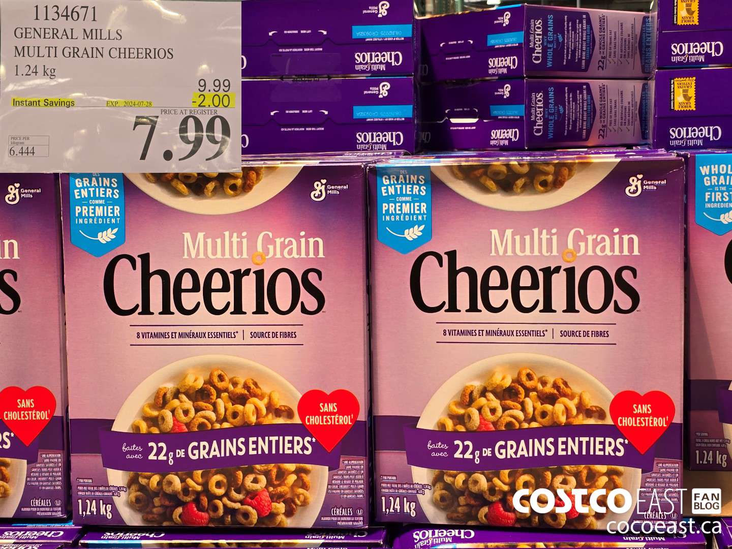 1134671 GENERAL MILLS MULTI-GRAIN CHEERIOS 1.24 KG ($2.00 INSTANT SAVINGS EXPIRES ON 2024-07-28) $7.99