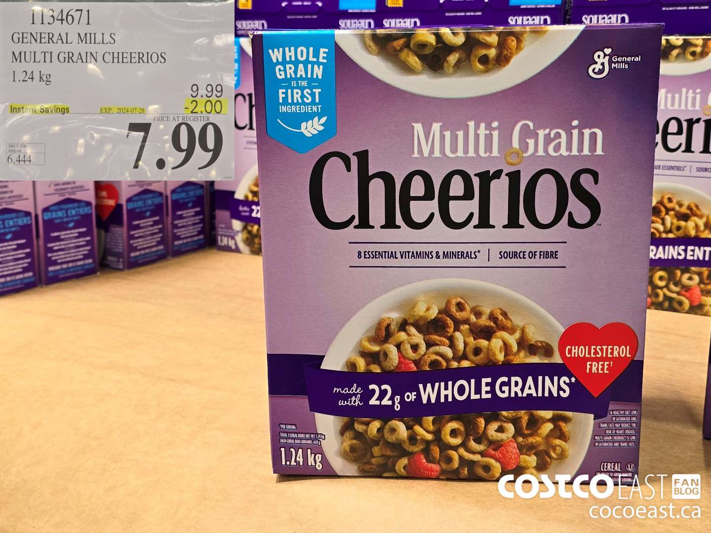 1134671 GENERAL MILLS MULTI-GRAIN CHEERIOS 1.24 KG ($2.00 INSTANT SAVINGS EXPIRES ON 2024-07-28) $7.99