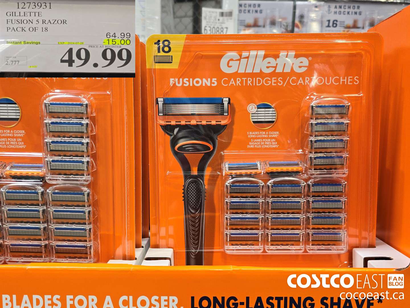 1273931 GILLETTE FUSION 5 CARTRIDGES PACK OF 18 ($15.00 INSTANT SAVINGS EXPIRES ON 2024-07-28) $49.99