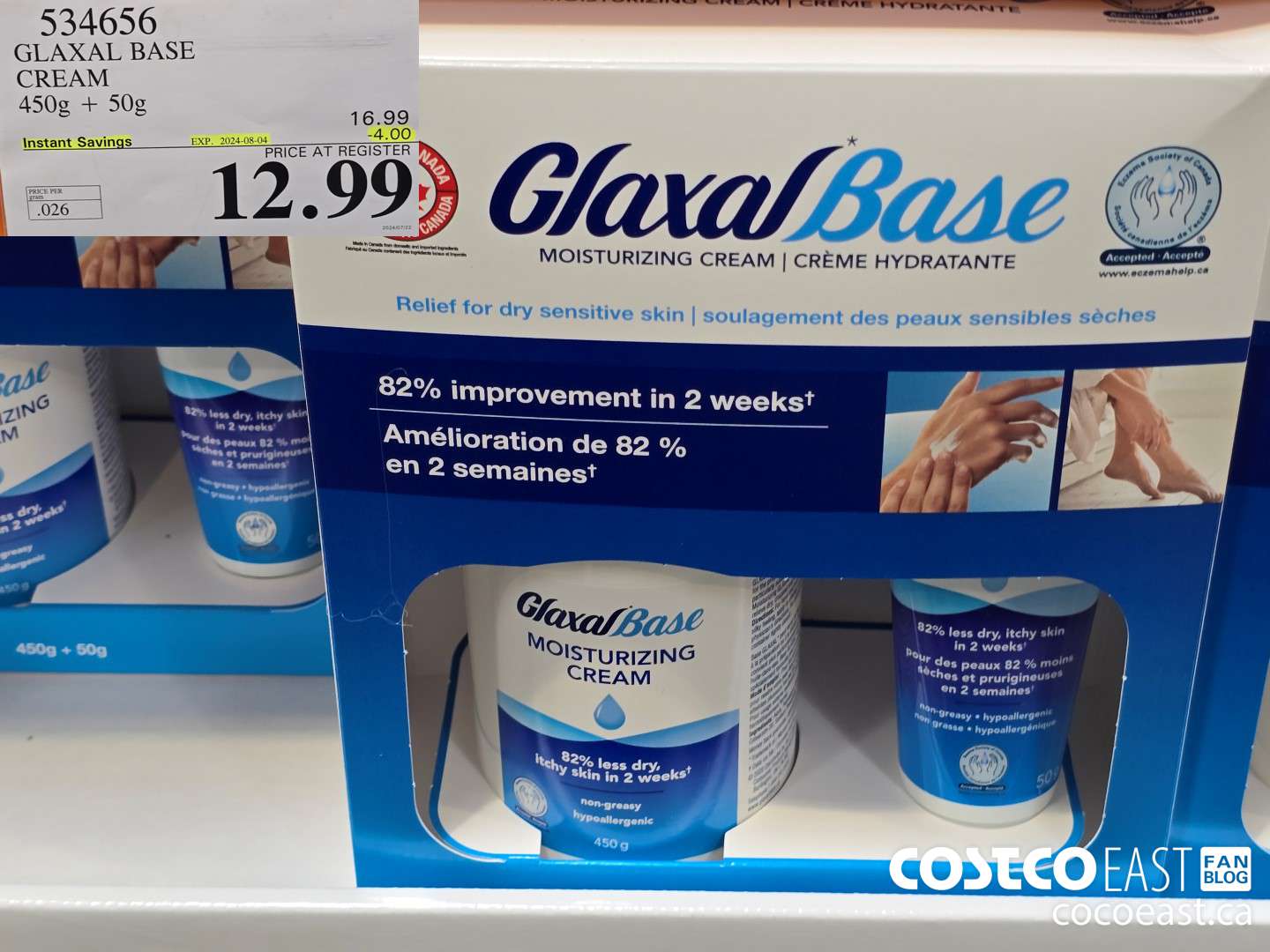 534656 GLAXAL BASE CREAM 450G + 50G ($4.00 INSTANT SAVINGS EXPIRES ON 2024-08-04) $12.99