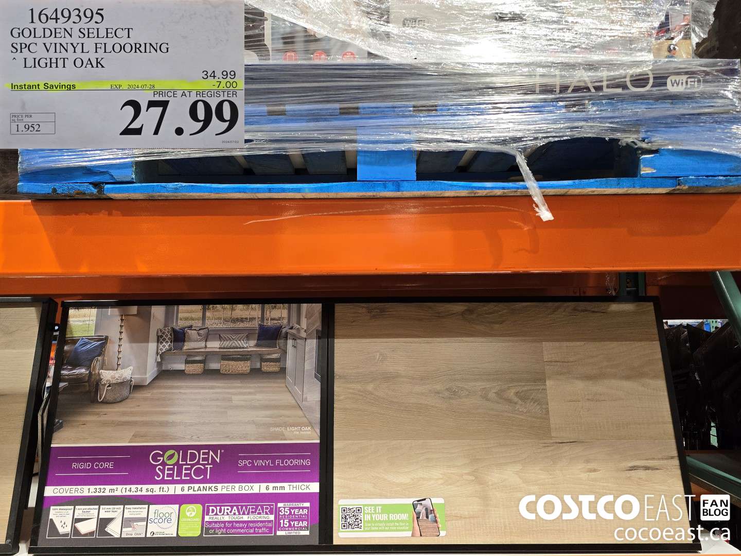 1649395 GOLDEN SELECT SPC VINYL FLOORING LIGHT OAK ($7.00 INSTANT SAVINGS EXPIRES ON 2024-07-28) $27.99