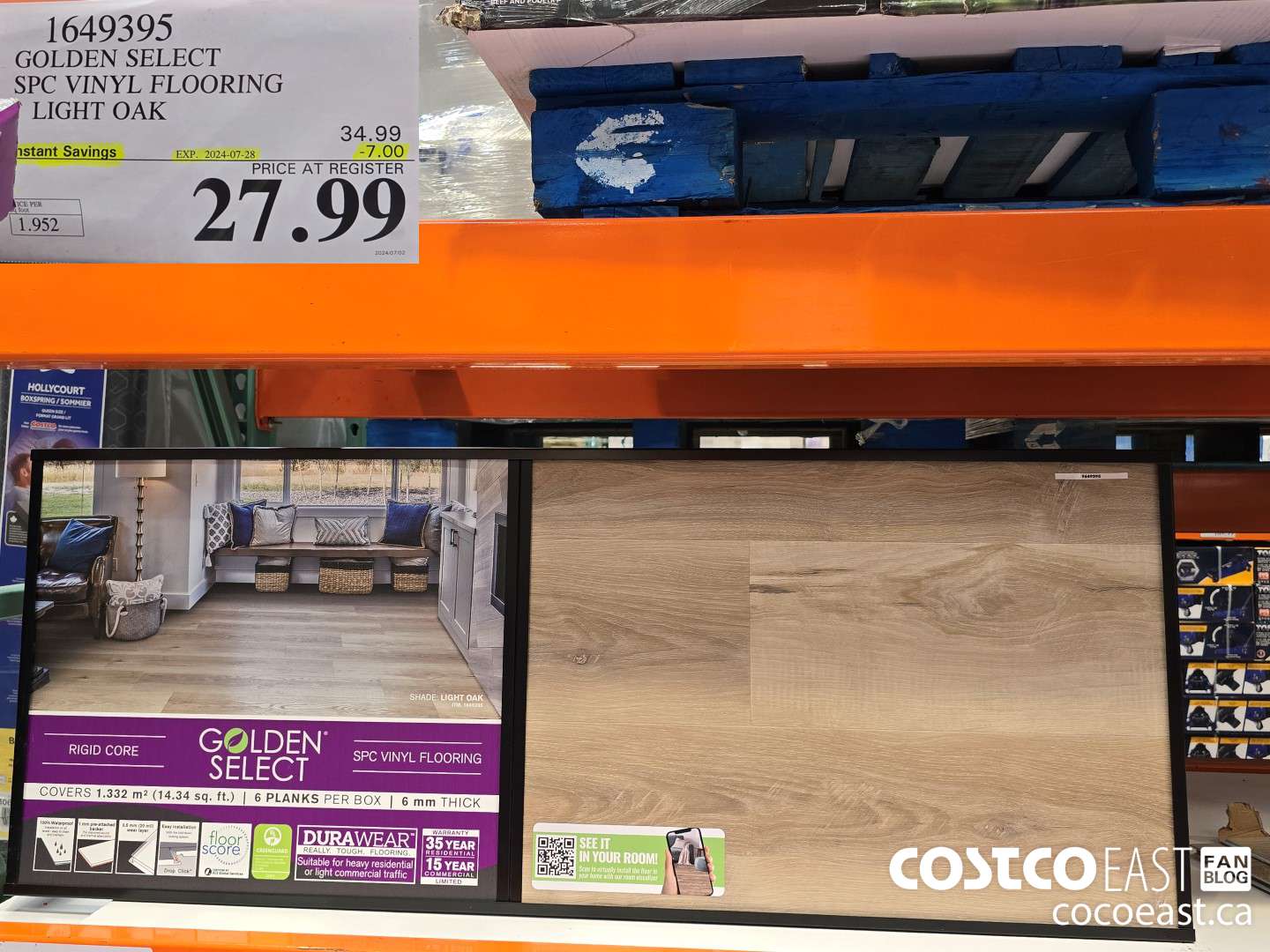 1649395 GOLDEN SELECT SPC VINYL FLOORING LIGHT OAK ($7.00 INSTANT SAVINGS EXPIRES ON 2024-07-28) $27.99