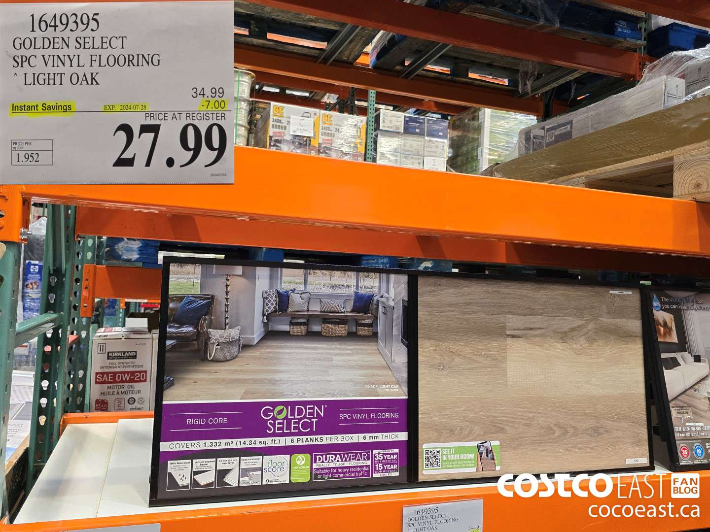 1649395 GOLDEN SELECT SPC VINYL FLOORING LIGHT OAK ($7.00 INSTANT SAVINGS EXPIRES ON 2024-07-28) $27.99