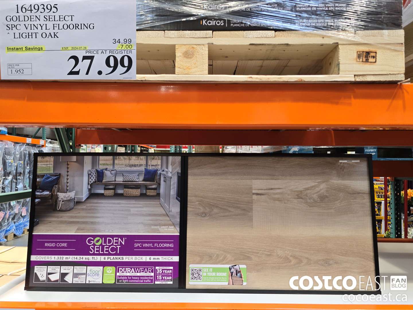 1649395 GOLDEN SELECT SPC VINYL FLOORING LIGHT OAK ($7.00 INSTANT SAVINGS EXPIRES ON 2024-07-28) $27.99