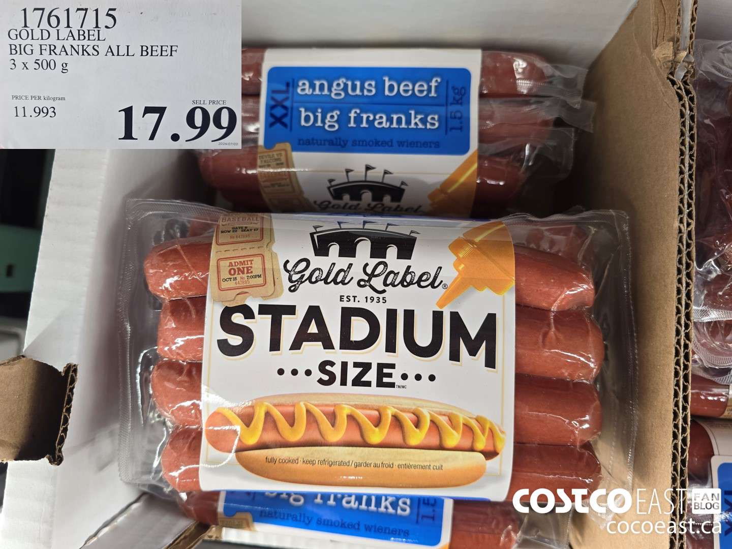 1761715 GOLD LABEL BIG FRANKS ALL BEEF 3 X 500 G $17.99