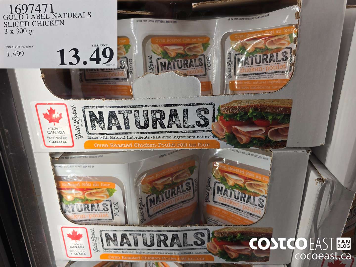 1697471 GOLD LABEL NATURALS SLICED CHICKEN 3 x 300 g $13.49