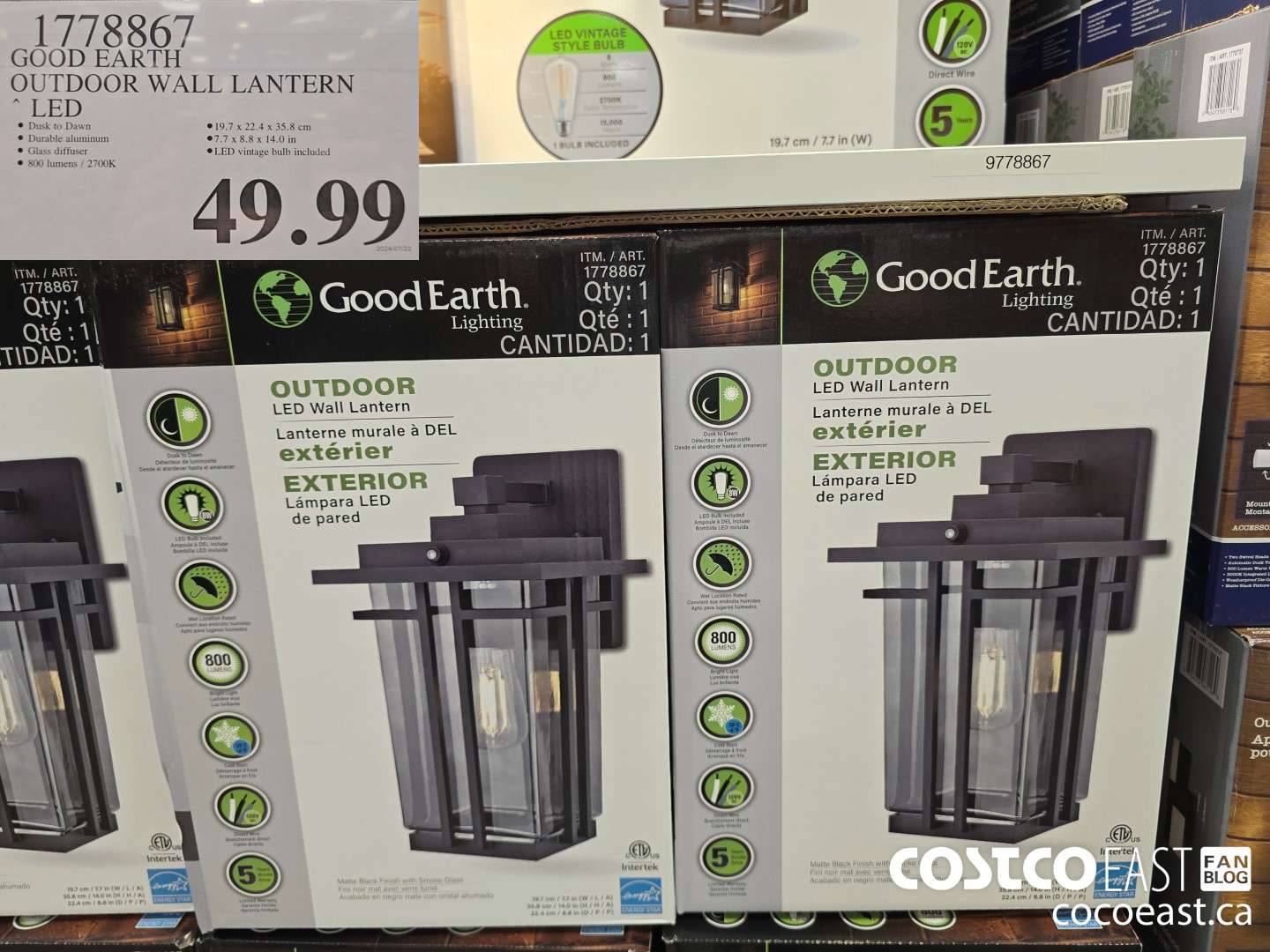1778867 GOOD EARTH OUTDOOR WALL LANTERN LED $49.99