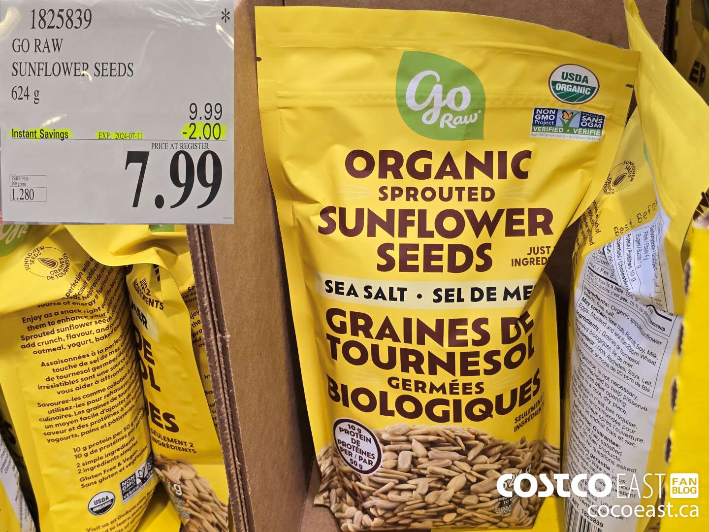 1825839 GO RAW SUNFLOWER SEEDS 624 g ($2.00 INSTANT SAVINGS EXPIRES ON 2024-07-11) $7.99