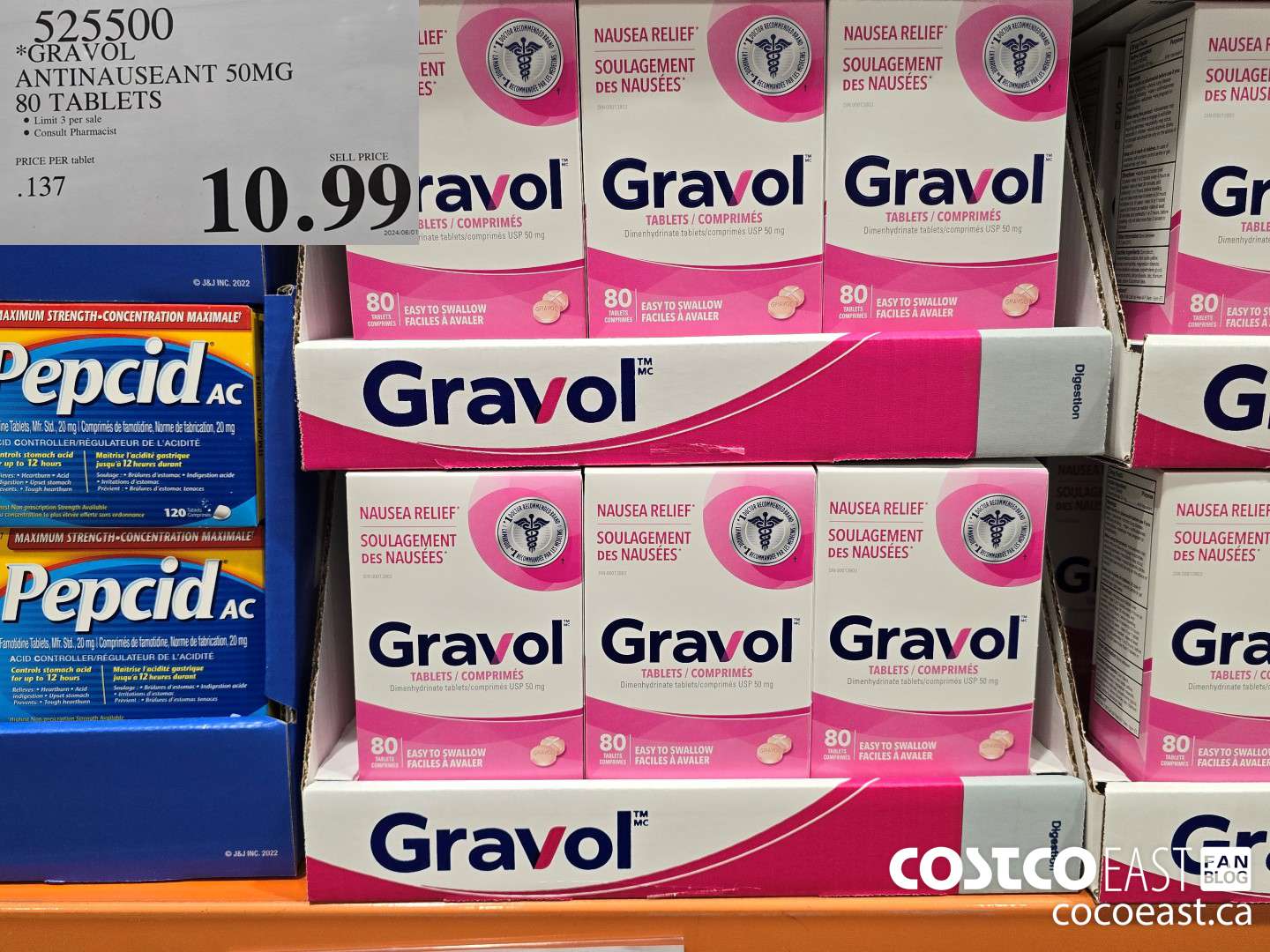 525500 GRAVOL ANTINAUSEANT 50MG 80 TABLETS $10.99