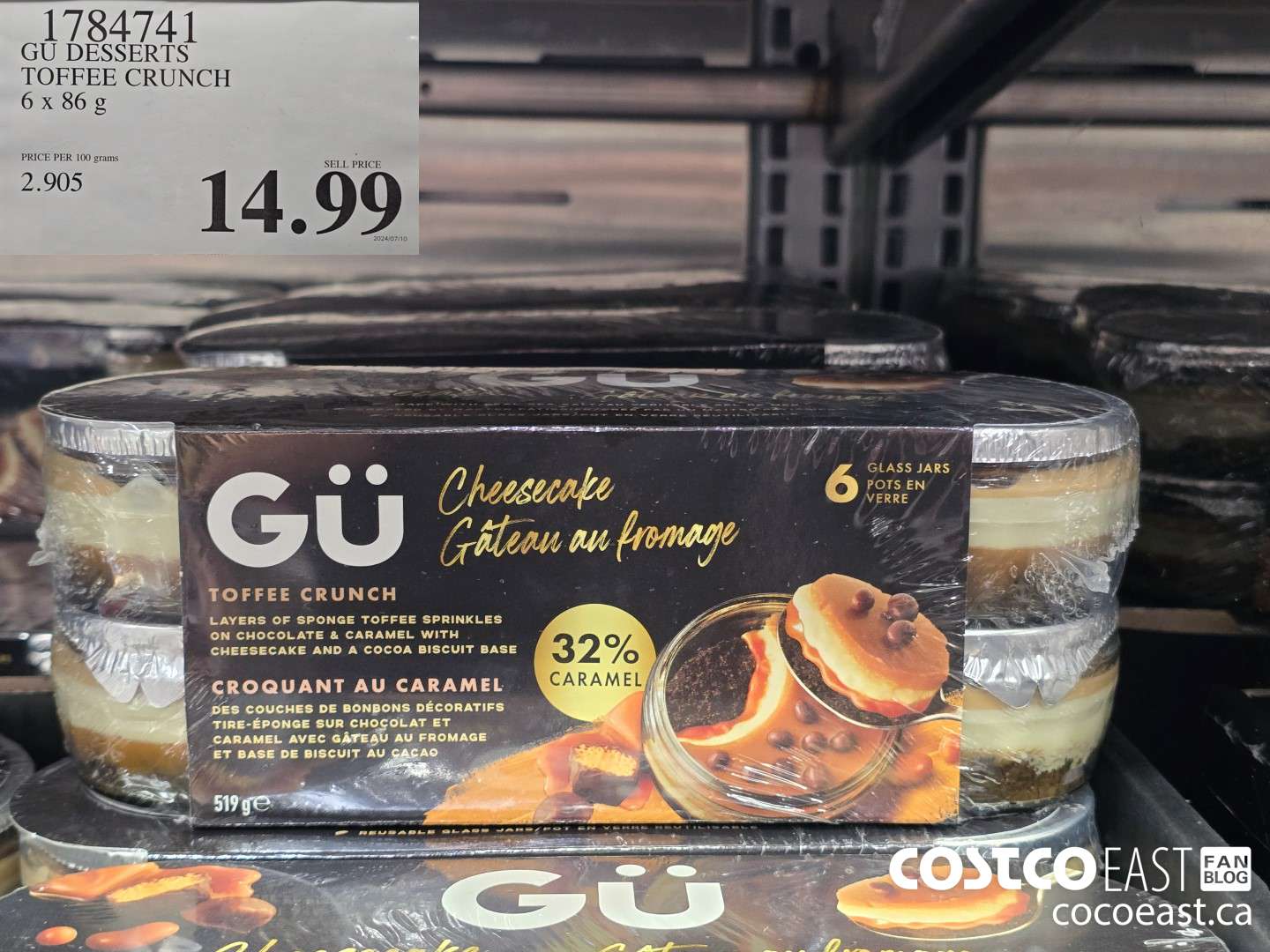 1784741 GU DESSERTS TOFFEE CRUNCH 6 x 86 G $14.99