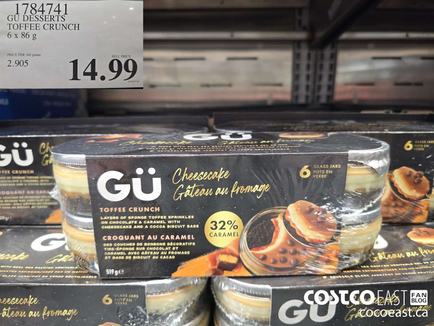 1784741 GU DESSERTS TOFFEE CRUNCH 6 x 86 G $14.99