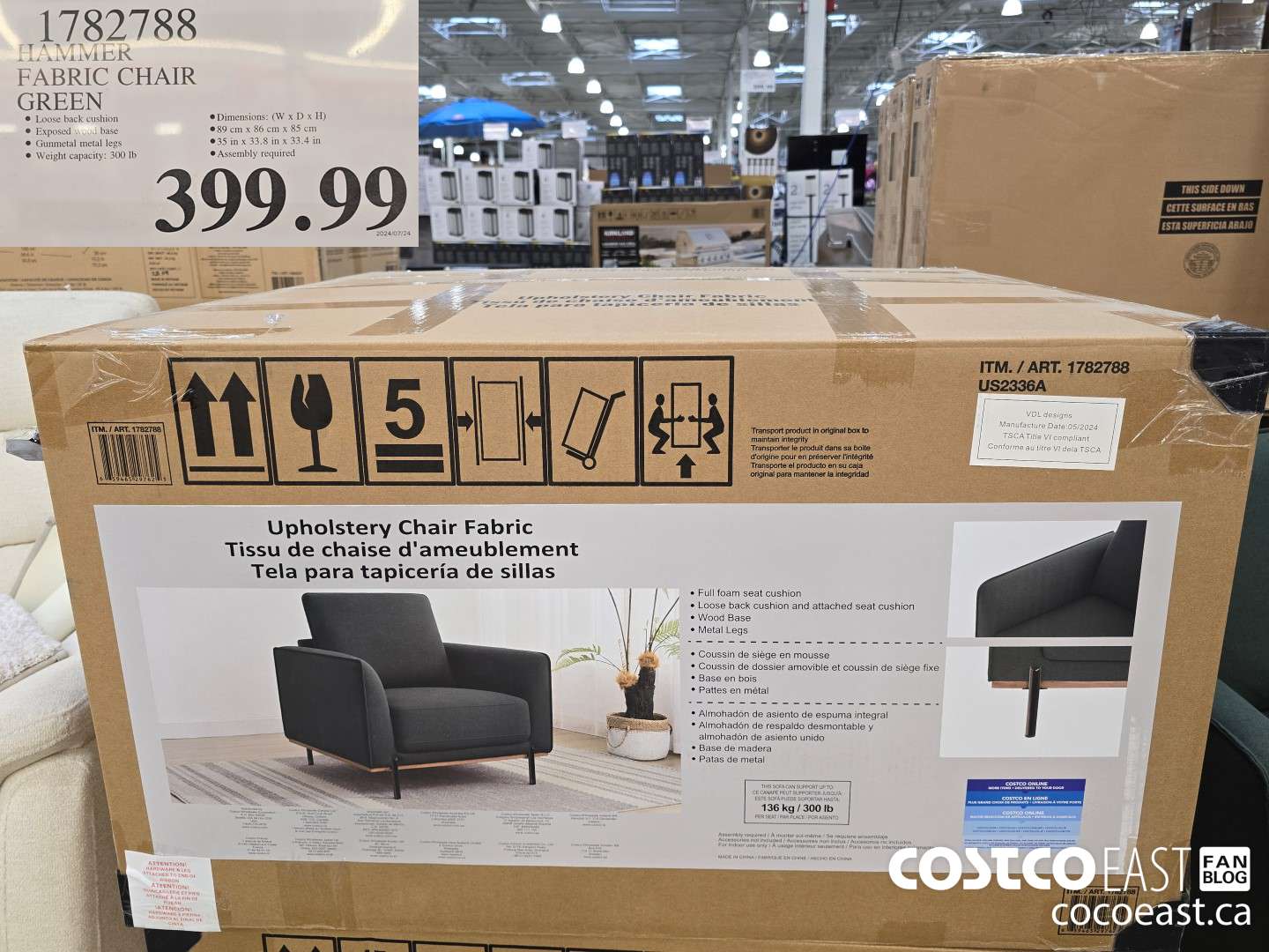 1782788 HAMMER FABRIC CHAIR GREEN $399.99